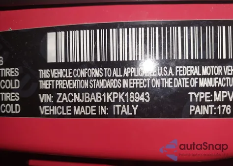 2019 Jeep Renegade Sport 4X4 from USA, damaged, VIN ZACNJBAB1KPK18943